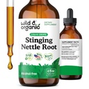 Wild & Organic Stinging Nettle Tinktur - Stinging Nettle Root Extract Drops til mænd og kvinder - Liquid Urtica Dioica Supplement - Vegan, Sukker & Alkohol- Free - 4 fl oz