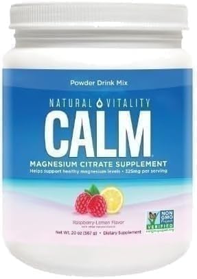 Calm Magnesium Citrate Powder, Raspberry Lemon Flavor, Drink Mix, 20oz