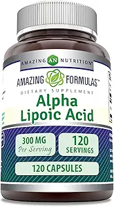 Amazing Formulas Alpha Lipoic Acid 300 Mg Kapsler Supplement 124; Non- GROMLE 124; Gluten Free Gluten 124; Lavet i USA (120)