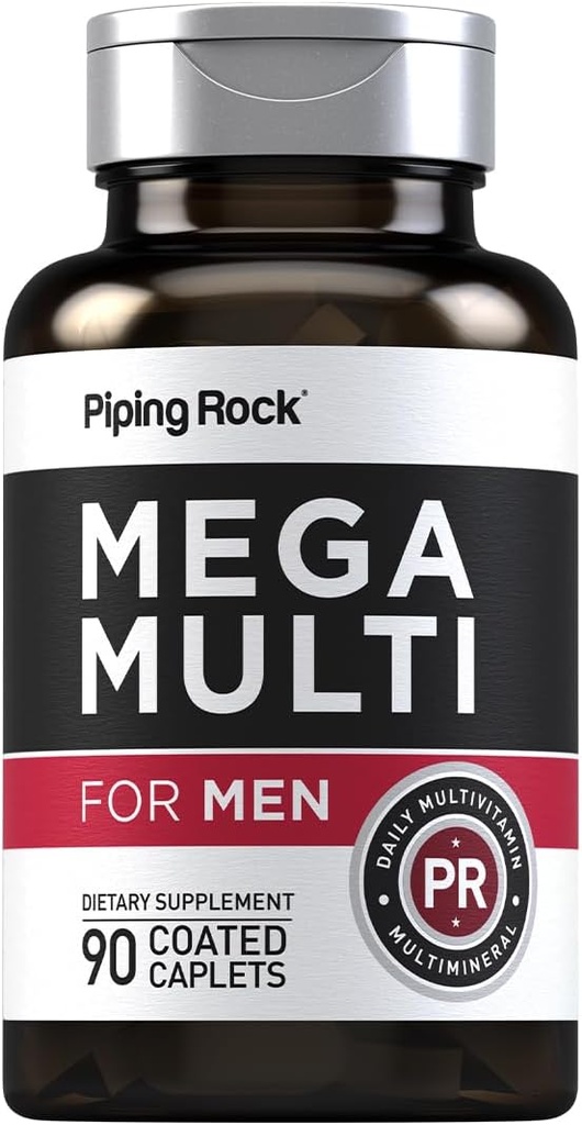 Piping Rock Herre- Multivitamin124; 90 Caplets - 124; Daily Mega Multimineral Supplement - 124; med vitamin C, D, Magnesium, Zink124; Non- GMO, Gluten Free