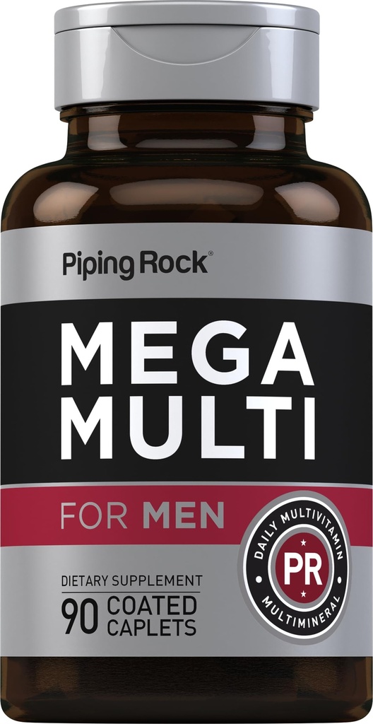 Piping Rock Herre- Multivitamin124; 90 Caplets - 124; Daily Mega Multimineral Supplement - 124; med vitamin C, D, Magnesium, Zink124; Non- GMO, Gluten Free