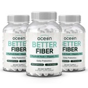Organics Ocean Better Fiber - Daily Fiber Supplement - Smeltet afføring for Effors tarmbevægelser - med Psyllium Hulk og Slippery Elm - 3 flasker