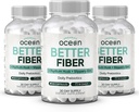 Organics Ocean Better Fiber - Daily Fiber Supplement - Smeltet afføring for Effors tarmbevægelser - med Psyllium Hulk og Slippery Elm - 3 flasker