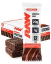 RAW Nutrition Protein Bars, Double Chocolate Fudge, 20g Whey Protein, Low Sugar, Better-for-You Candy Bars, Gluten Free Chocolate Protein Snack for Muscle Recovery & Gym Fuel, 12 Count