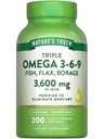 Nature 's Truth Triple Omega 3 6 9 Meadro 124; 3600mg Meadro 124; 200 Softgels Meadro 124; Fisk, Hør, og Borage Oliils Meadro 124; Non- GMO & Gluten Free Supplement