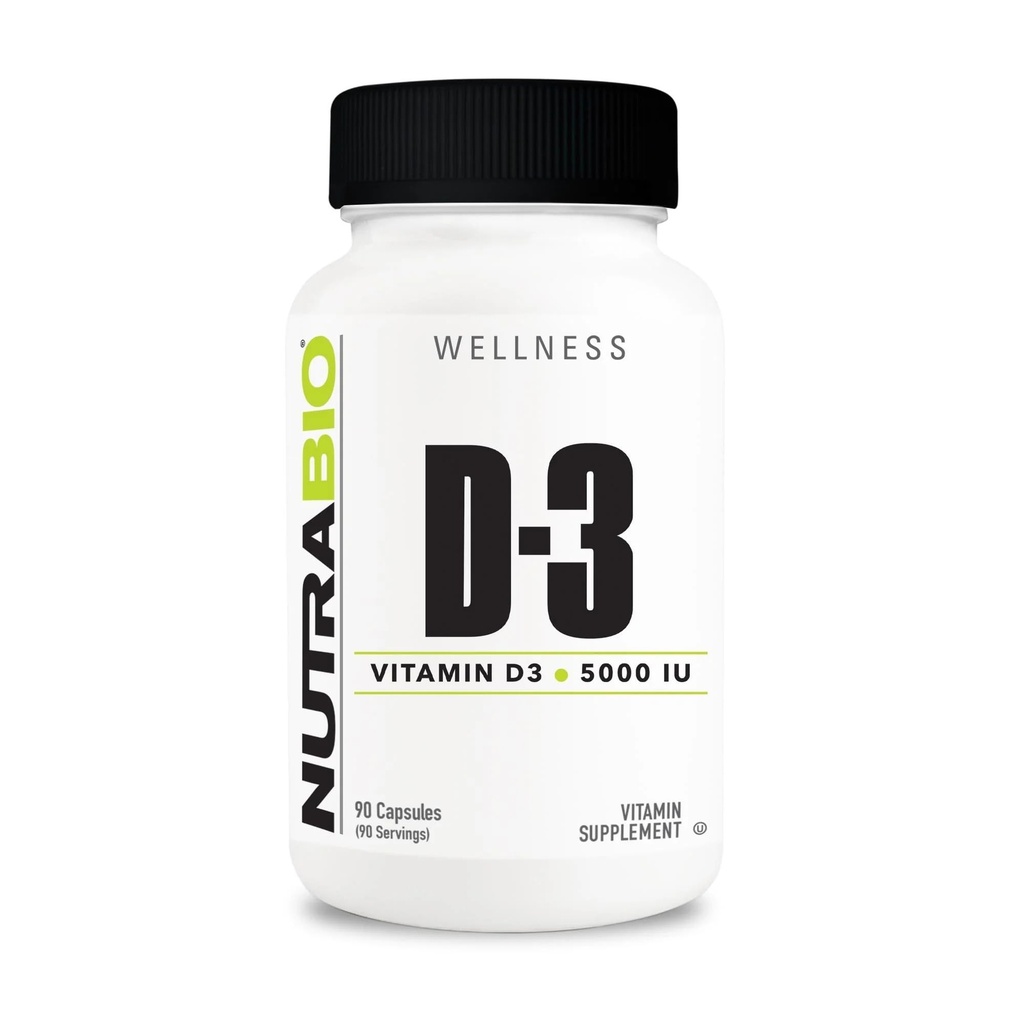 NutraBio D-vitamin (5000 IE), immuntilskud - 90 vegetabilske kapsler