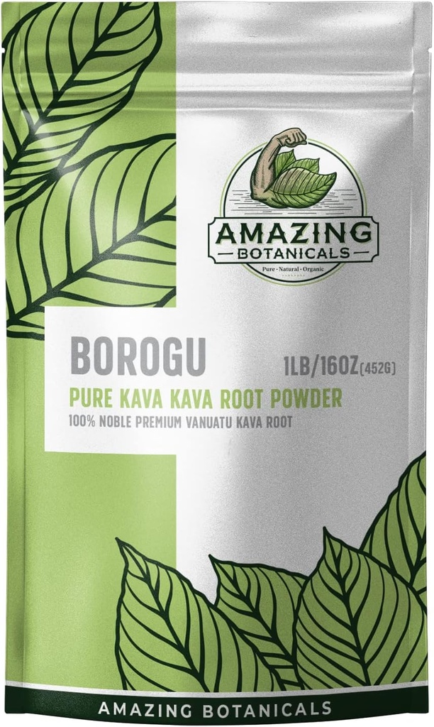 Amazing Botanicals Kava Root - Fresh Borrogu Kava Root - 100% Noble Kava-Kava 16oz / 1lb, 1 Pound Bag Pure Finest Fresh Vanuatu Kava Root