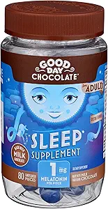 God dag Chokolade Melatonin til voksne [80 greve] - Fair Trade Non- GMO Chokolade med kamille og Melatonin 1 mg - Voksen Melatonin, Voksen naturlige søvn støtte supplement