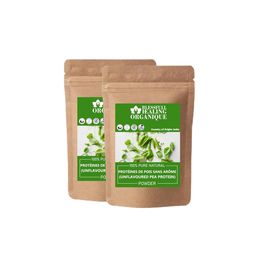 Blessfull Healing Organic Unflavoured Pea Protien Powder 100% Pure Natural 100 Gram (3.52 oz) Each (Pack of 2) = 200 Grams, Vegan