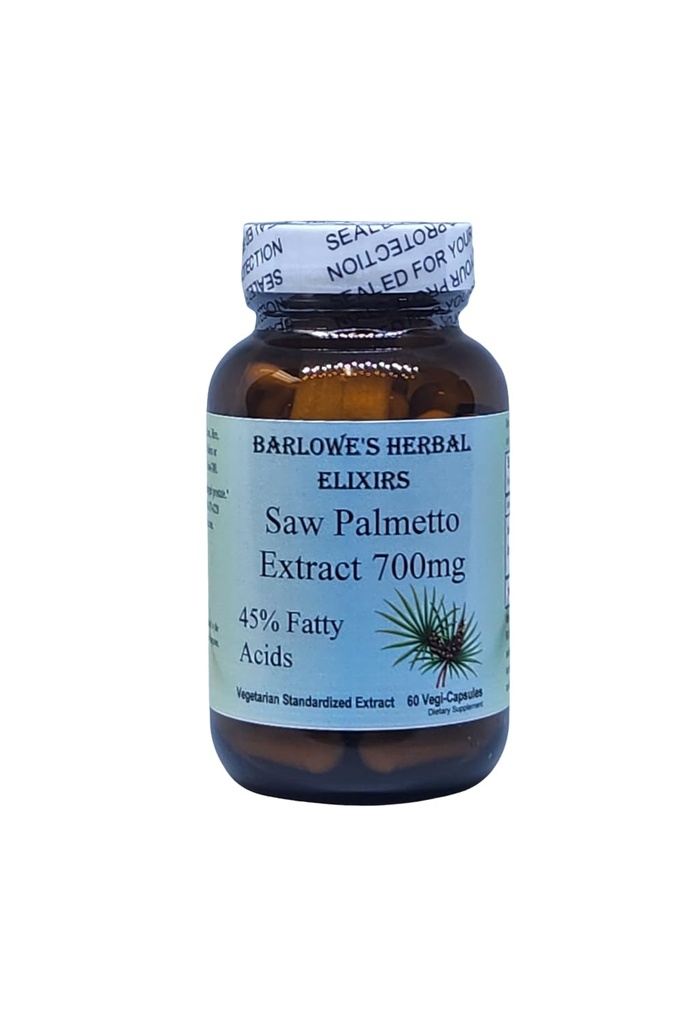 Saw Palmetto Extract | Prostate and Urinary Health Support | 45% Fatty Acids | 700mg Per Capsule | 60 Stearate-Free Veggie Capsules in Glass Bottles