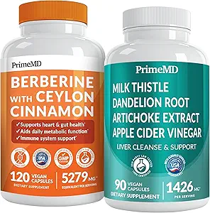 PrimeMD 21-in-1 Berberine Supplement with Ceylon Cinnamon, Chromium, Bitter Melon and Green Tea Extract (120 ct) &