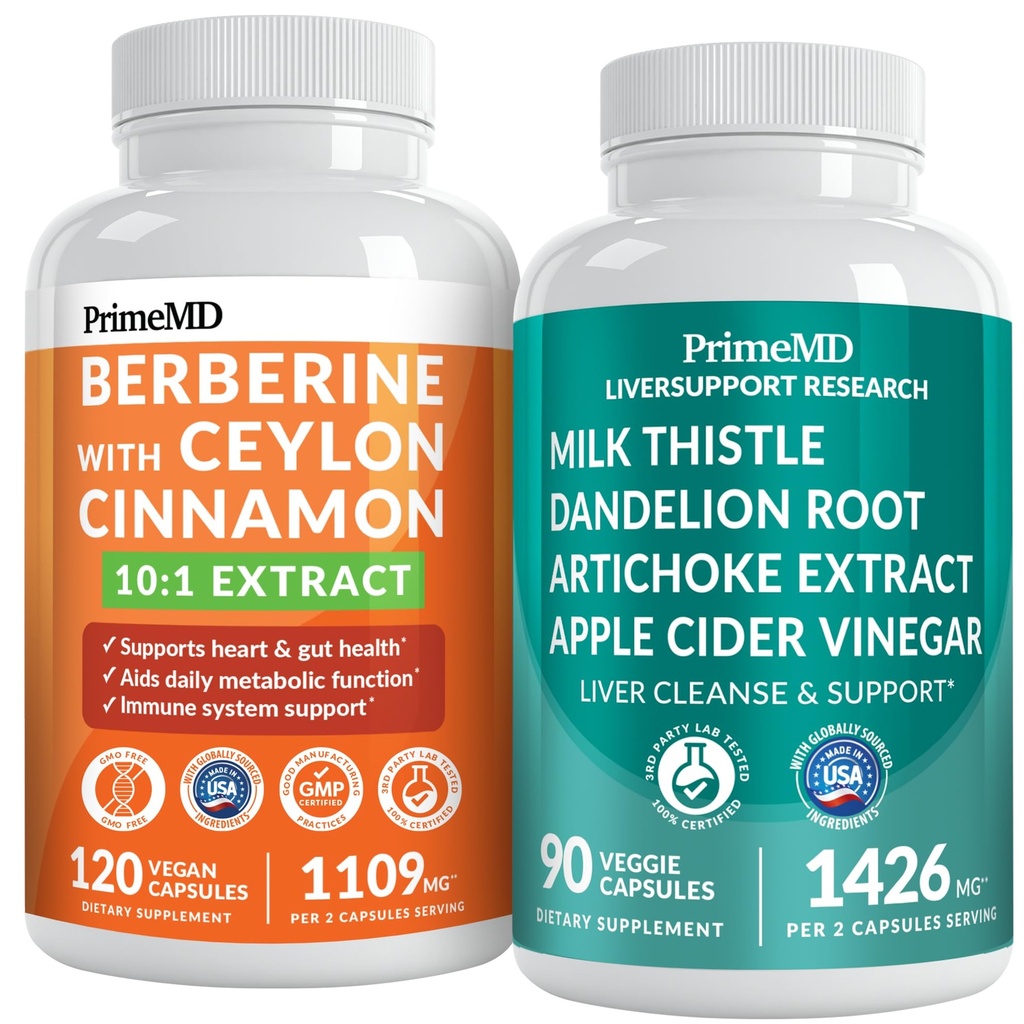 Primemd 21-in-1 Berberine tillæg med Ceylon kanel, Chrom, Bitter Melon og Green Tea Extract (120 ct) &