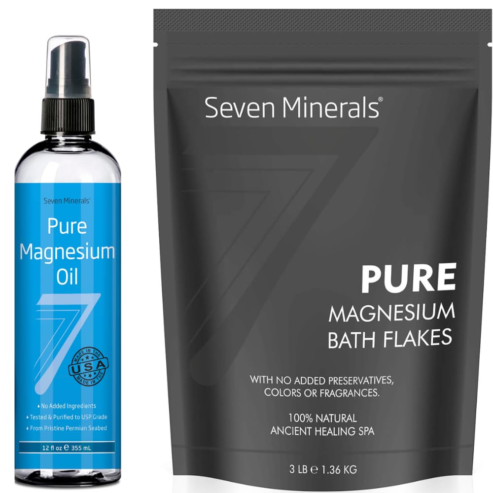 Syv mineral Pure Magnesium Oil & Pure Magnesium Bath Flager