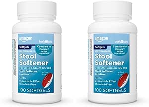 Basic Care Afføringsmiddel Laxative, Docusat Natrium 100 mg, Softels, for Constipation Relief, 100 Greve (pakke med 2)