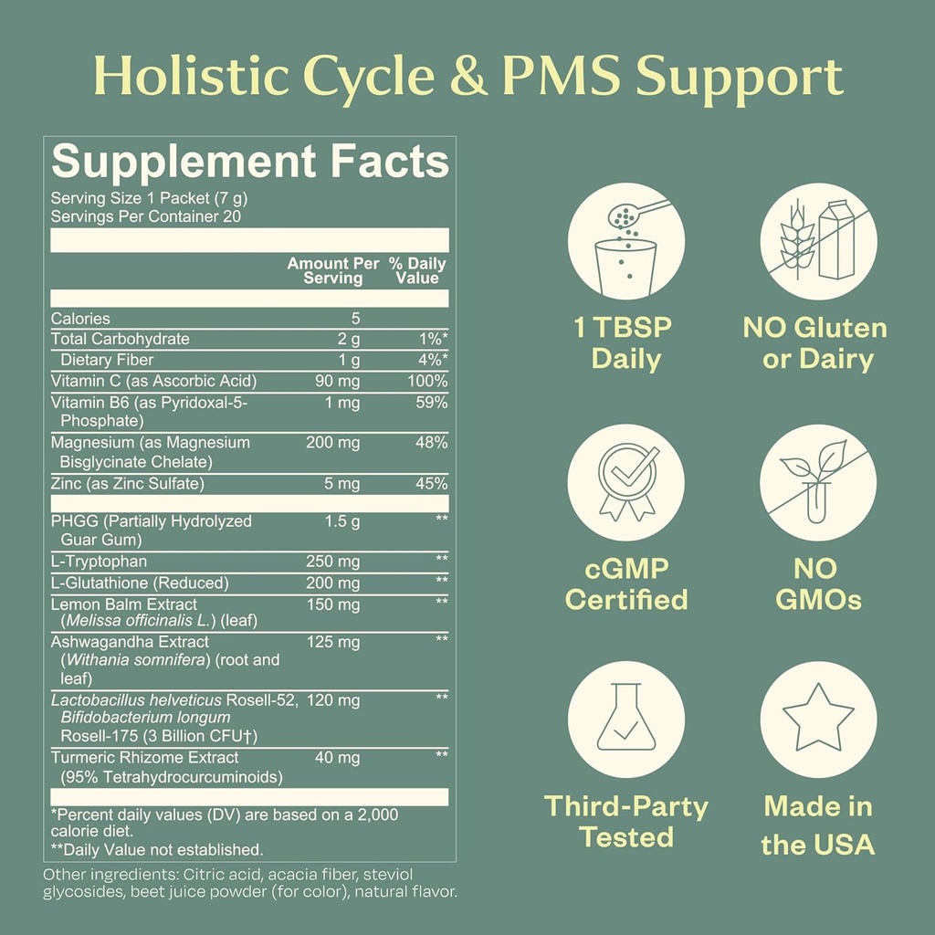 BOND Cykelpleje - PMS Support & Hormone Balance for Women - Cortisol Reducer med Ashwagandha, L- Tryptophan, Magnesium, Cramp & Mood Relief, Strawberry Drink Mix - 20 rejsepakker