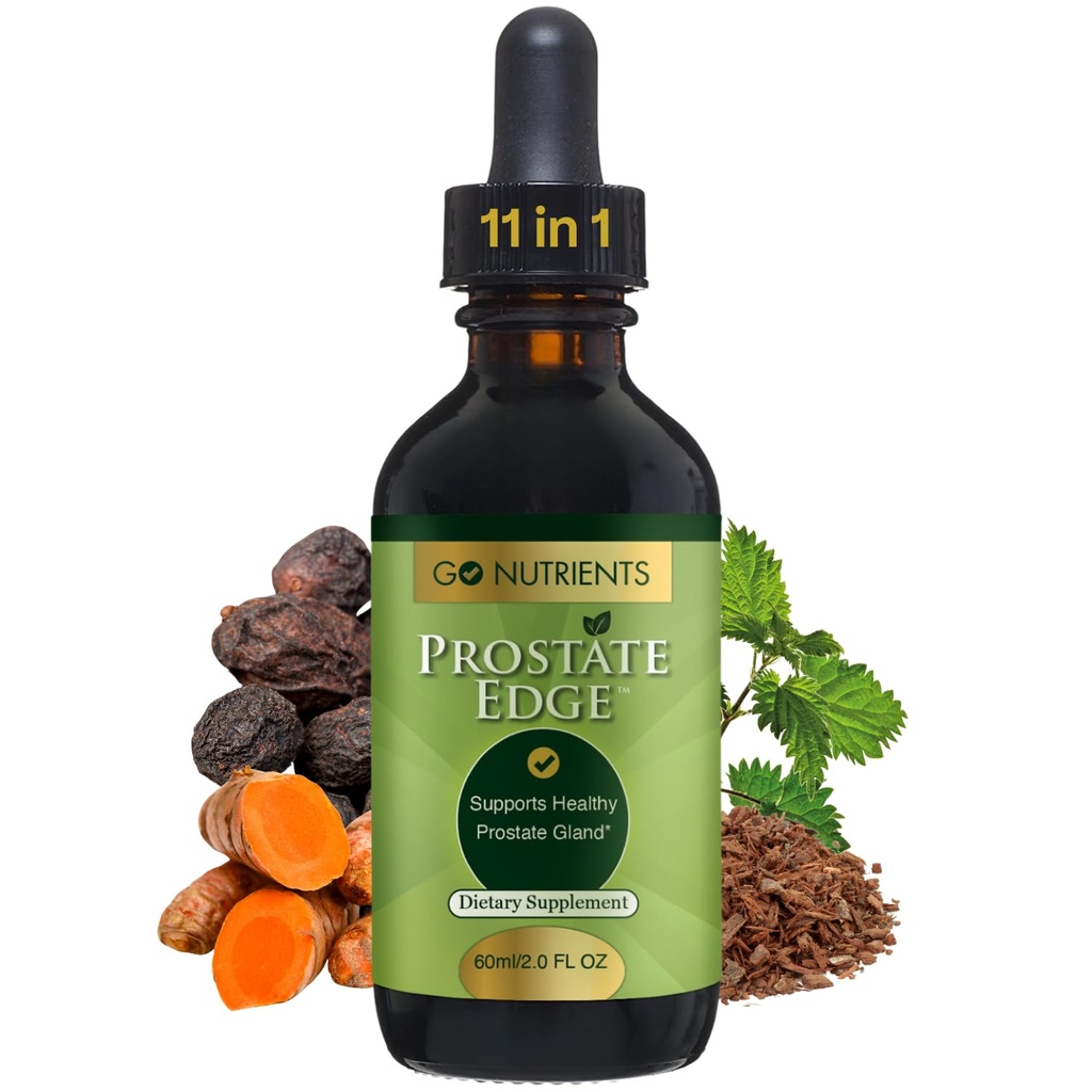 Go Nutrients Prostate Edge - Saw Palmetto & Pygeum Extract Supplement for Men’s Prostate Health & Relief - Organic Liquid Drops to Support Urinary Flow, Bladder Comfort & Vitality – 2oz