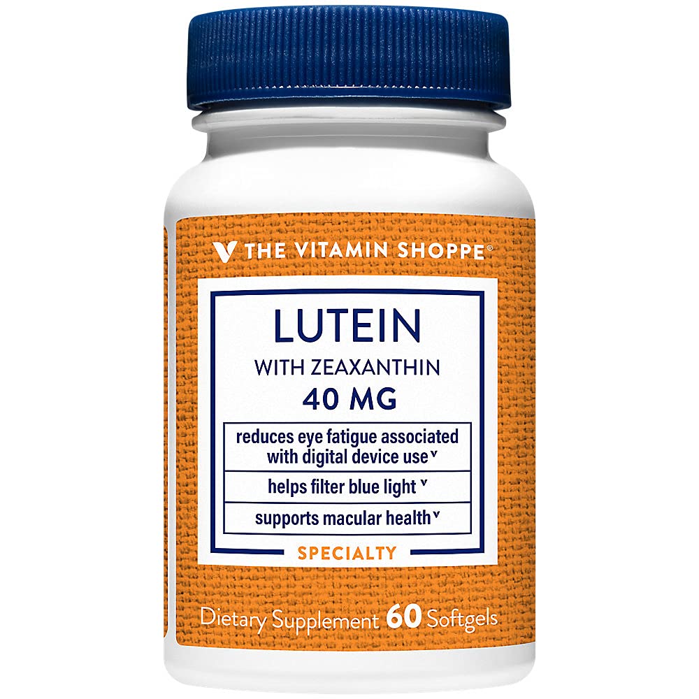 The Vitamin Shoppe Lutein 40MG - Eye Health, Vision Support & Blue Light Protection, Carotenoid Antioxidant (60 Softgels)