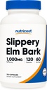 Nutricost Slippery Elm Bark Kapsler 1000mg Per Serving, 120 Kapsler - Non- GMO, Gluten Free, Vegetarisk Friendly