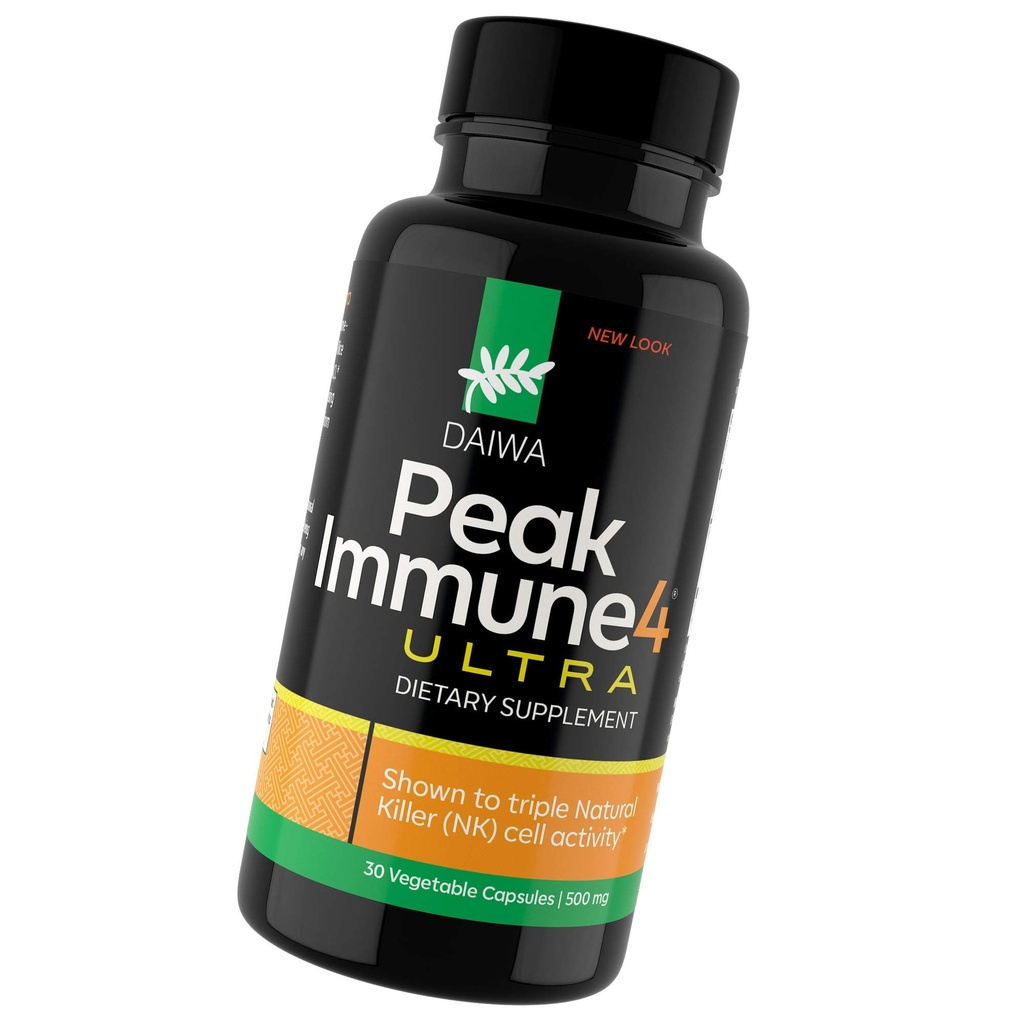 Daiwa PeakImmune4 Naturlig immunforsvar Support med RBAC Rice Bran og Mycelia Extract fra Shiitake svampe - Ultra Strength