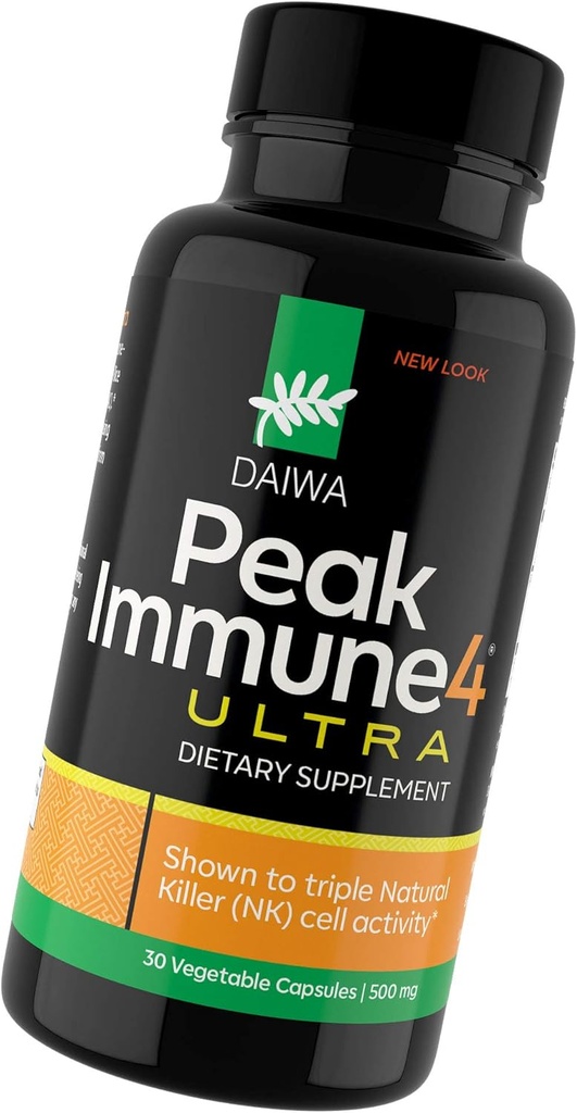 Daiwa PeakImmune4 Naturlig immunforsvar Support med RBAC Rice Bran og Mycelia Extract fra Shiitake svampe - Ultra Strength