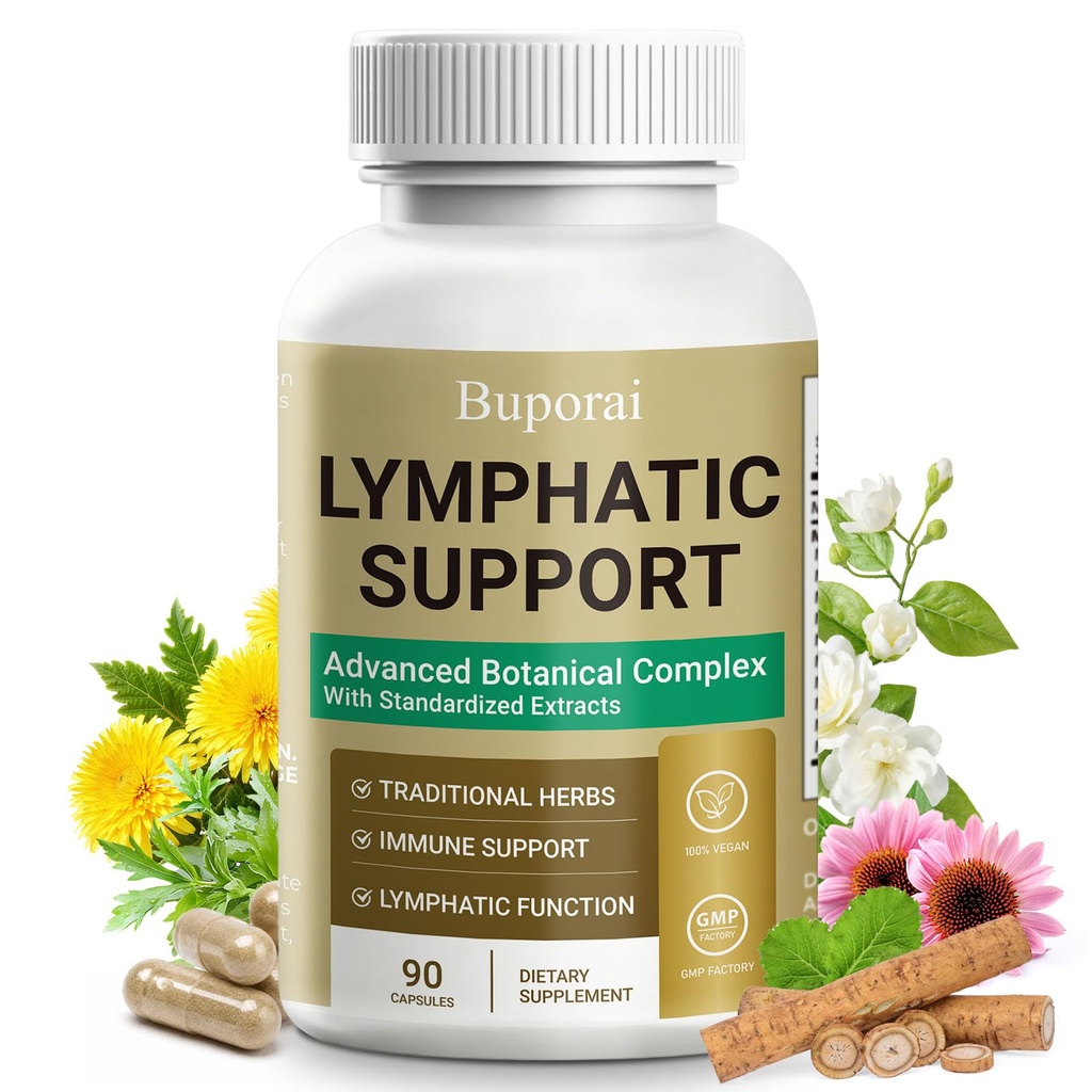 Lymphatic Support Capsules,Lymph Drainage Support Women & Men, with Echinacea, Dandelion, Burdock, Cleavers, Immune Support, Cleanse & Detox, 90 ct