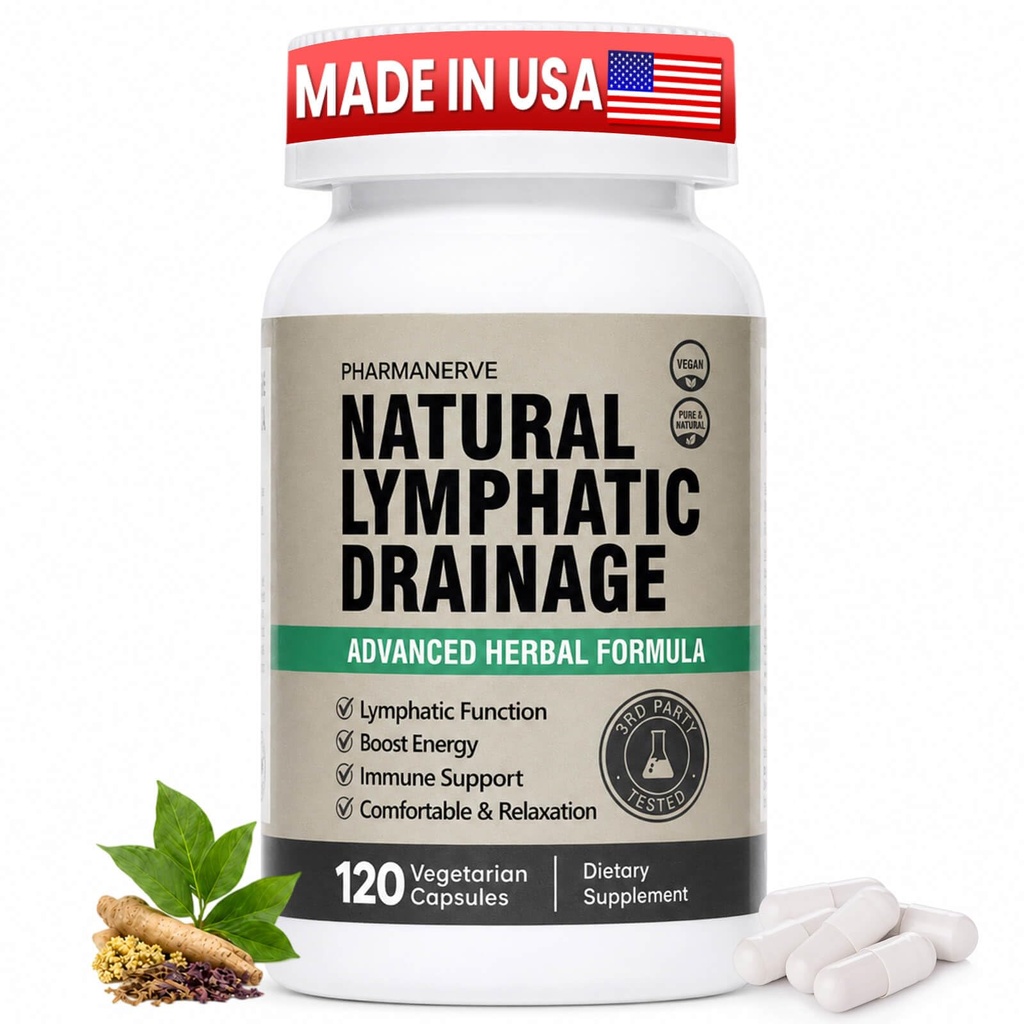 Lymphatic Drainage Capsules Natural Herbal Supplement for Immune Health & Fluid Balance, with Echinacea, Dandelion, and Burdock 60 Capsules