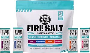 Brand Science Fire Salt Hydration Sticks, Elektrolyter & kokos vand, Hydration Drink Mix med Magnesium, Kalium & Natrium, Zero Sugar, Single Serve On the Go Packs, Berry Flavor, 32 Greve