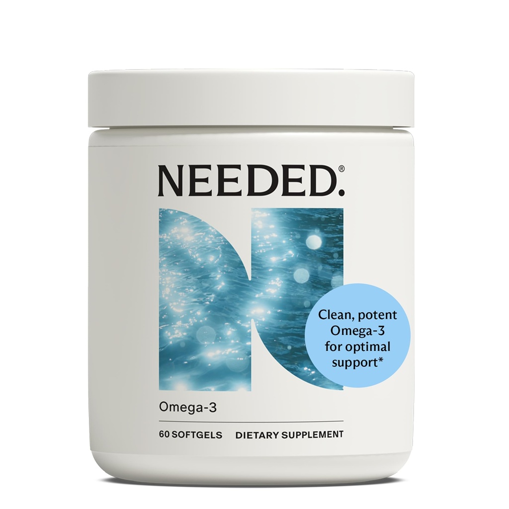 Needed. Prenatal Omega-3 - High Potency Dose of Sustainably Sourced Fish Oil, 1000mg DHA, 1000mg EPA, Encased in a Gelatin-Free, Plant-Based Softgel Shell