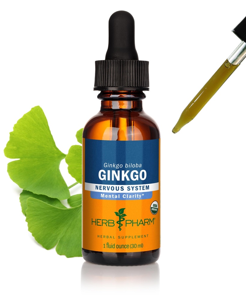 Herb Pharm Certified Organic Ginkgo Liquid Extract til hukommelse og koncentration - 1 Ounce (781468)