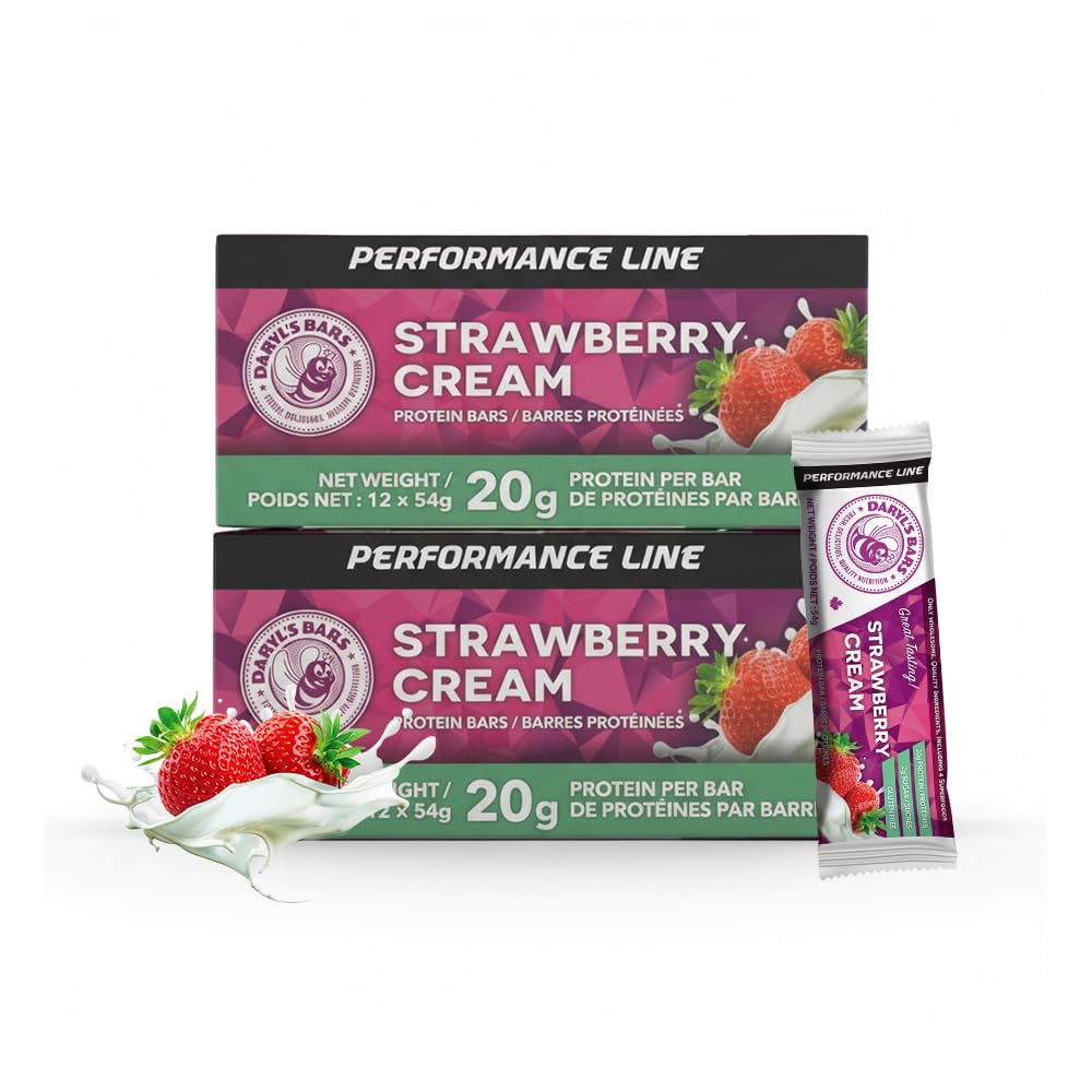 Daryl's Bars, Strawberry Cream On the Go Whey Protein Bars, Gluten Free, Low Sugar, Protein Snack, Meal Replacement, Pack of 2