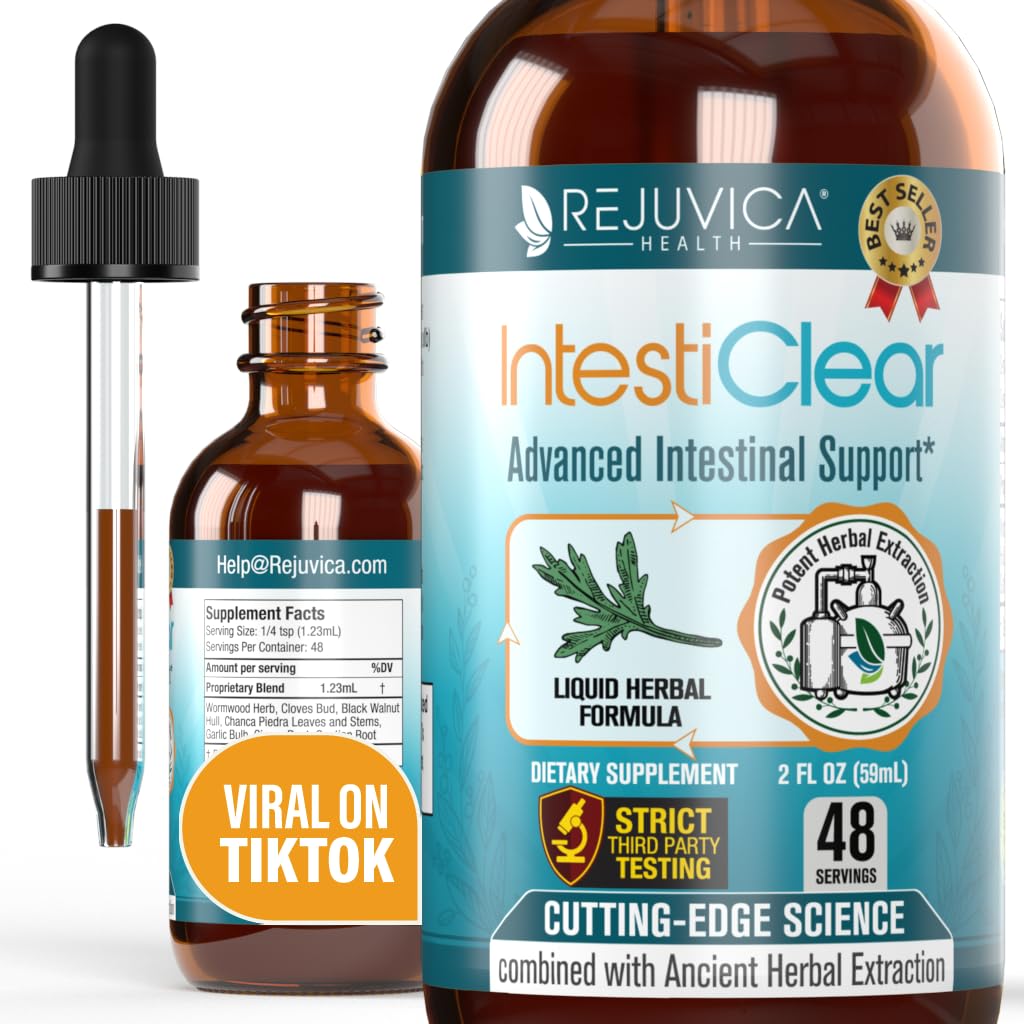 IntestiClear - Advanced Intestinal Support - Flydende levering til bedre absorption - Wormwood, Cloves, Black Walnut, Hvidløg & mere!