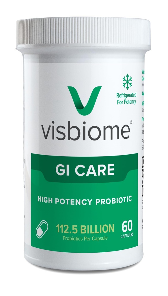 Visbiome ® GI Care - High Potency Probiotic - 112,5 Millioner CFU Live Probiotika, Original De Simone Formulering, Lavet i USA, 60 kapsler.