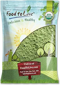 Food to Live Organic Wheatgrass Powder, 4 Pounds - Non-GMO, Whole- Leaf, Raw, Non-bestrålet, Pure, Vegan Superfood, Bulk, Great for Juice, Rich in Fiber, Chlorophyll, Fedtsyrer og mineraler