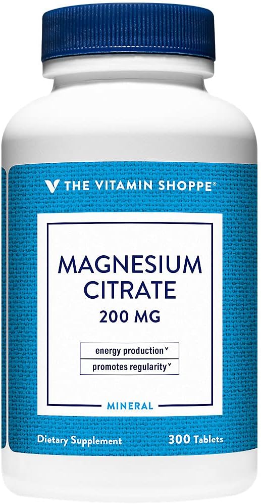 Den Vitamin Shoppe Magnesium Citrate 200mg tabletter - for effektiv muskelafslapning - Understøtter nerve, hjerte, og muskel funktion, mens øge energiproduktion (300 tabletter)