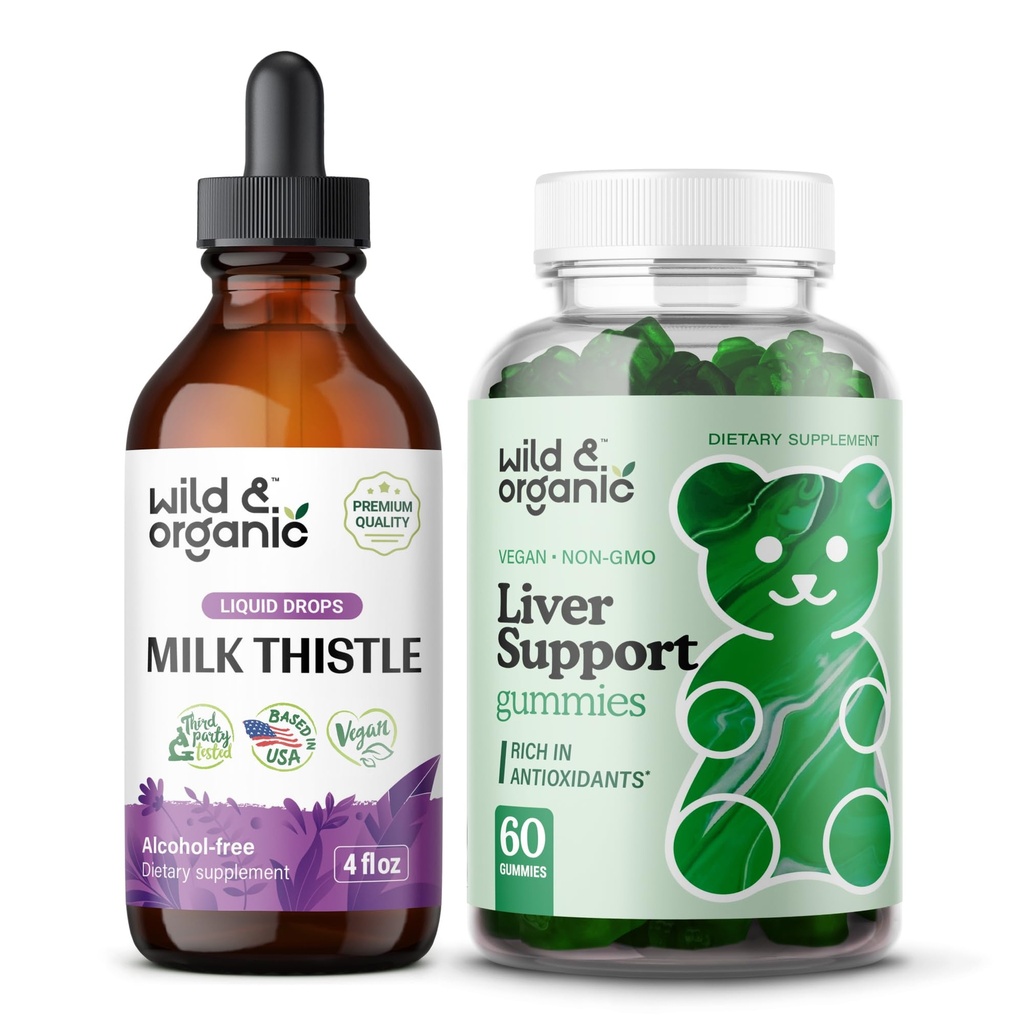 Wild & Organic Milk Thistle Tincture 4 fl oz Liver Support Gummies 60 Count
