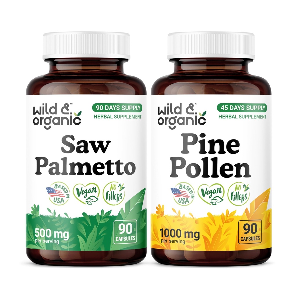 Wild & Organic Saw Palmetto 90 Capsules & Pine Pollen 90 Capsules