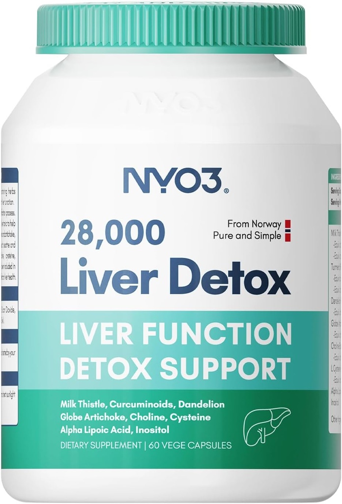 NYO3 Milk Thistle 200mg Lever Detox tillæg med Mælkebøtte Root & Artichoke ekstrakt