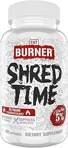 5% Nutrition Shred Time Fat Burner Beeg 124; Green Tea, Coffee Bean, Cayenne, Theobromin, GBB Beeg 124; Appetital Suppression Beeg 124; 30 Servering (180 kapsler)