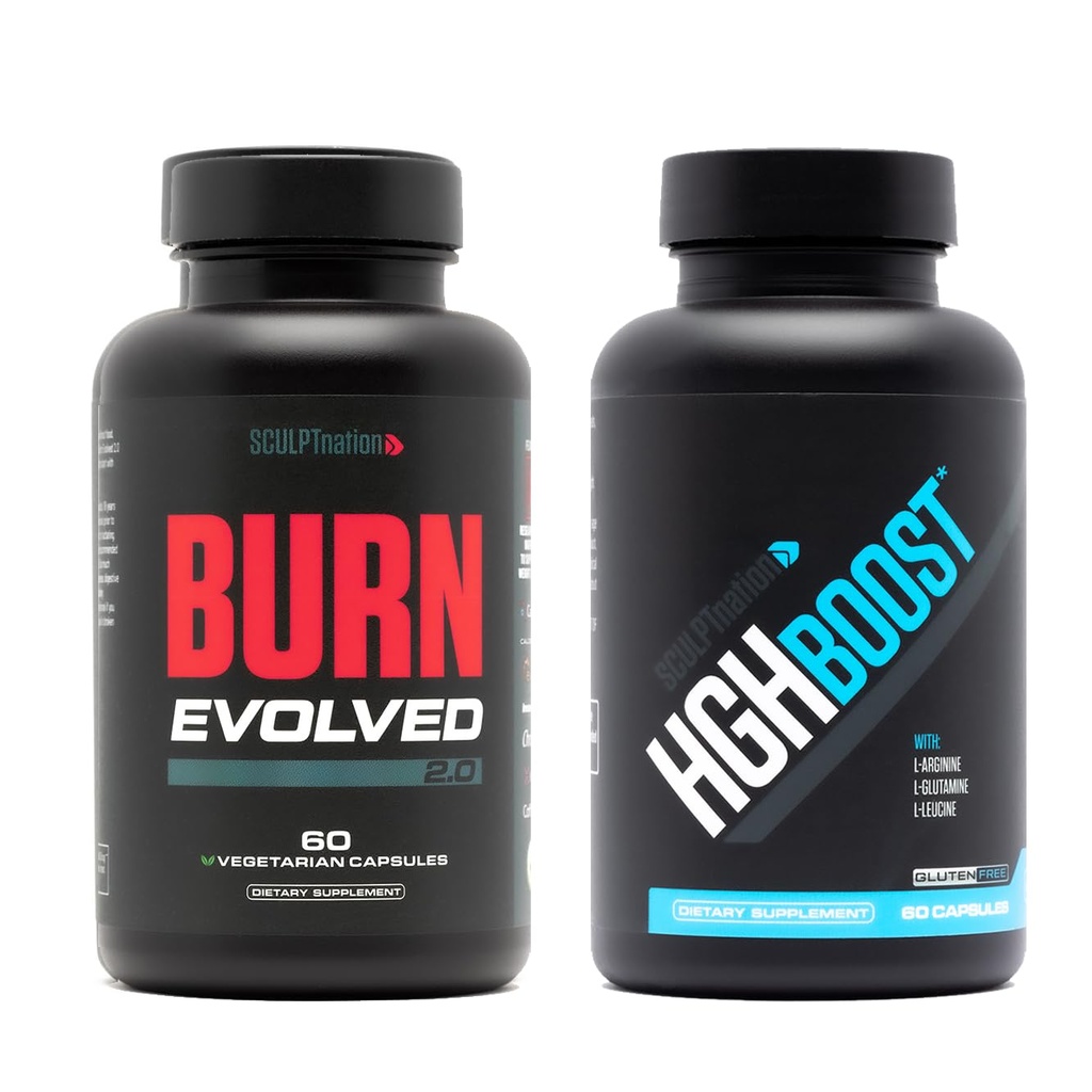 Sculpt Nation by V Shred Burn and L Arginine Performance Support with Capsimax Tribulus and Amino Acids 2 Pack for Energy and Metabolic Support