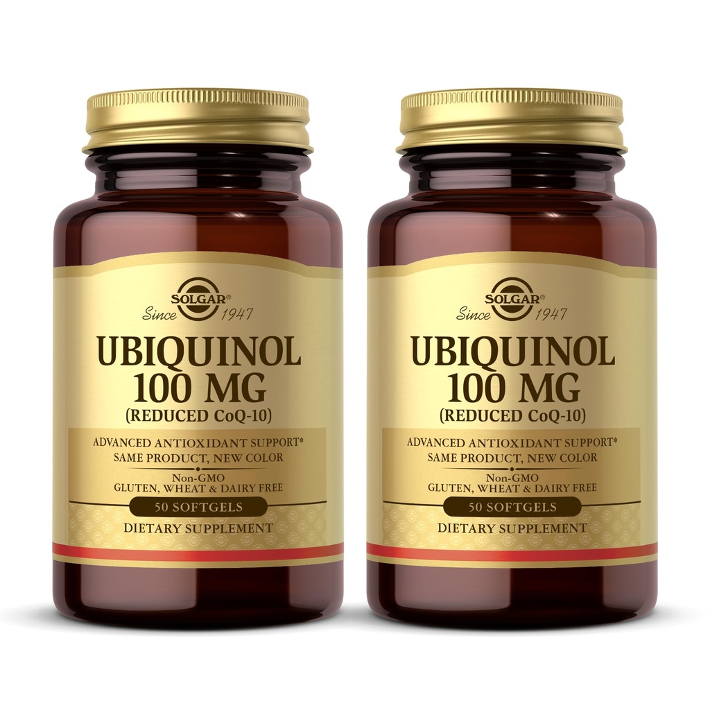 Solgar Ubiquinol 100 mg (Reduced CoQ-10) - 50 Softgels, Pack of 2 - Advanced Antioxidant Support - Non-GMO, Gluten Free, Dairy Free - 100 Total Servings