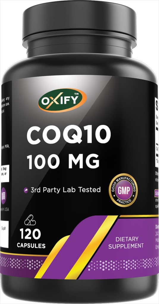 Oxify COQ10 100 mg | 120 Capsules | Gluten-Free, Non-GMO | Supplement Made in USA