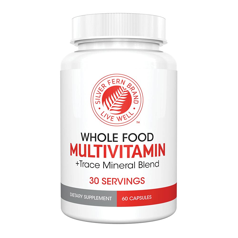 Sølv Fern Whole Food Daily Multi Vitamin w / Trace Mineral Blend Supplement - 1 flaske - 60 Vegicaps - 30 dages levering - Natural, non-GMO, Vegan, Mænds & Women 's Multivitamin - Zero Synthetics