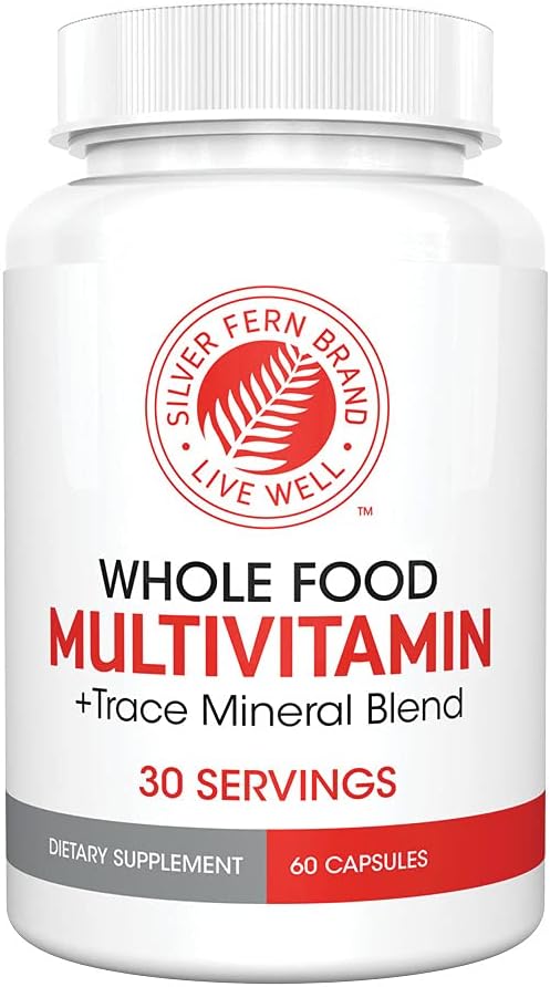 Sølv Fern Whole Food Daily Multi Vitamin w / Trace Mineral Blend Supplement - 1 flaske - 60 Vegicaps - 30 dages levering - Natural, non-GMO, Vegan, Mænds & Women 's Multivitamin - Zero Synthetics