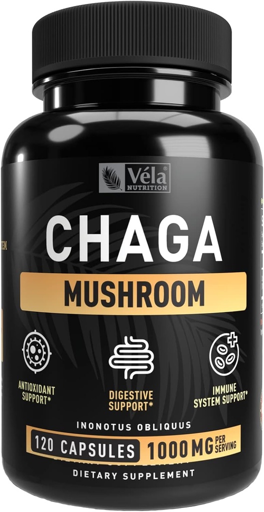 Vela 's Chaga Mushroom Supplement Mushroom Kapsler 124; 1500 mg per servering
