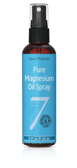 Syv Mineraler Rejsestørrelse Pure Magnesium Oil - USP Grade Magnesium Spray, Ingen usunde Trace Mineraler - fra Ancient Underground Permian Seabed i USA, Gratis eBook inkluderet (2 fl oz)