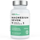 Magnesium Seven | 7 Forms of Magnesium in One - Glycinate, Orotate, Taurate, Lactate, Malate, Citrate, Sucrosomial | 120 Capsules 30 Day Supply | Manganese and Vitamin B6 for Absorption