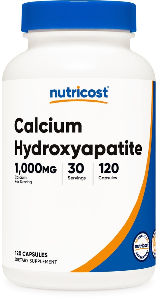 Nutricost Calcium Hydroxyapatite (1,000mg Calcium) 120 Capsules, 30 Serv | 4,400mg Microcrystalline Hydroxyapatite, GMO-Free