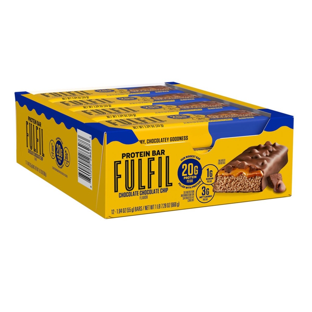 FULFIL Chocolate Chocolate Chip Flavored Protein Bars, 1.94 oz (12 Count)