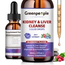 GREENPEOPLE Nyre Rengøring Detox & Reparation - 27- In-1 Nyre & Leverdråber med 20: 1 Cranberry Extract & Chanca Piedra, Alkohol- Gratis supplement til Urinary Tract & Leverstøtte (2 Oz 1 pakke, Blueberry)