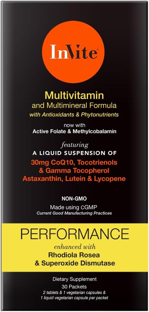 Inviter Health Performance Vitamin - Omfattende Daily Multivitamin med forbedret støtte til atleter og aktive mennesker - 30 dages forsyning